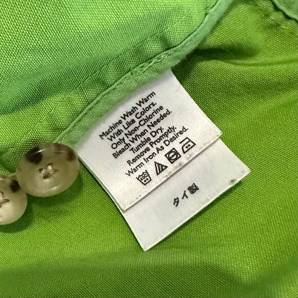 Large Cotton Eddie Bauer Jacket in Chartreuse! Heavy cotton with pockets - Picture 4 of 5